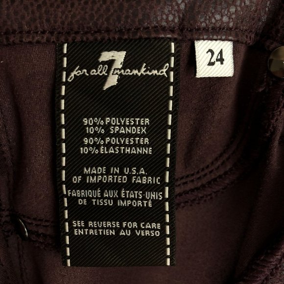 7FAMK Dark Purple Textured Skinny Pants Sz 24 - Picture 9 of 10